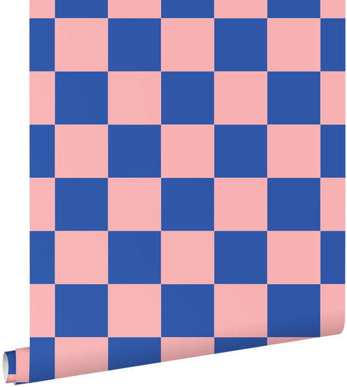 ESTAhome behang geblokt motief roze en koningsblauw - 53 cm x 10.05 m - 130915 - vtwonen shop
