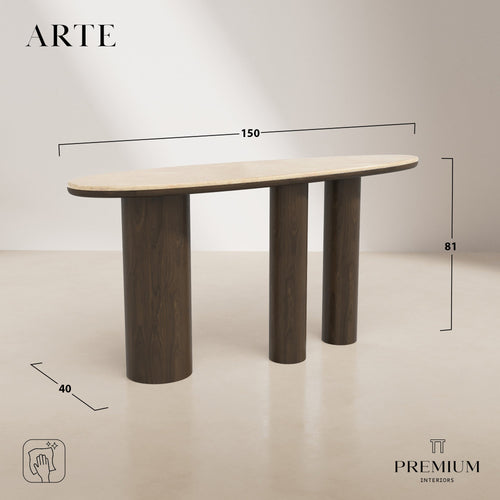 Premium Interiors - Console ARTE - multiplex en marmer zwart hout en zwart marmer 150cm