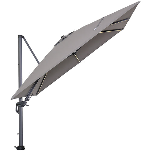 Garden Impressions Hawaii Lumen parasolset 300x300 LED lichtgrijs doek