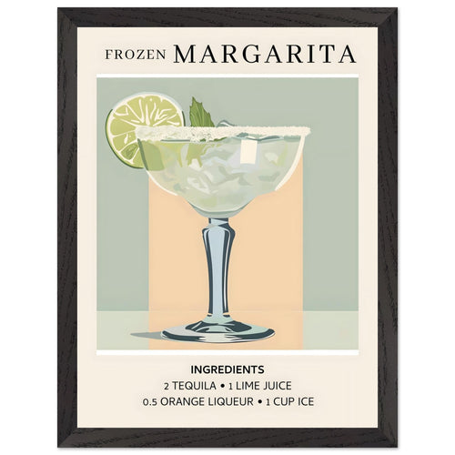 Artfulprints Poster met Lijst Frozen Margarita cocktail I - Ingrediënten   - 30x40 cm - Groen