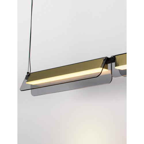 Nova Luce APNEA Hanglamp voor aan het plafond in de kleuren zandzwart, goud en grijs, Triac dimbare LED 20W 1200lm 3000K