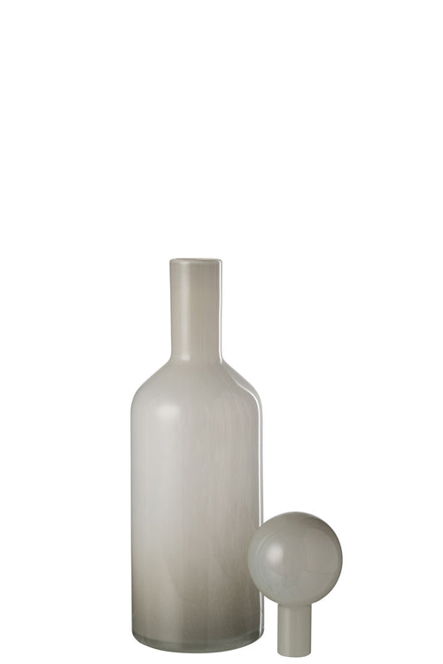 J-Line vaas fles + stop Effen - glas - wit - small