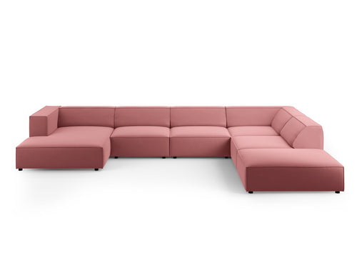 Cosmopolitan Design Panoramische hoekbank rechts Arendal 7-zits, flueel, zalm - 262x364x70cm