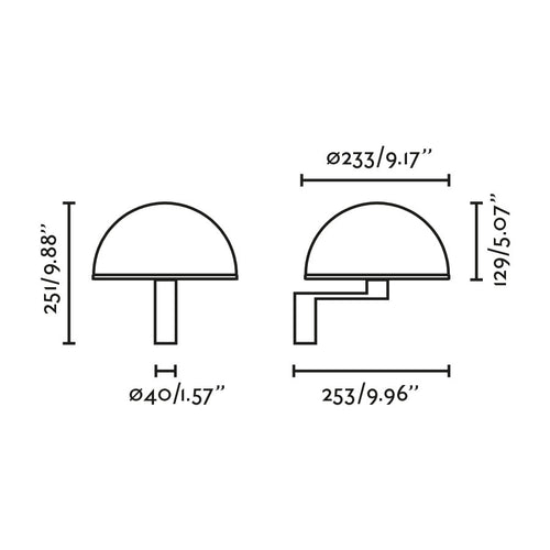 Faro Dome Bolvormige wandlamp, satijnzwart, glanzend witte kap, E27 fitting.