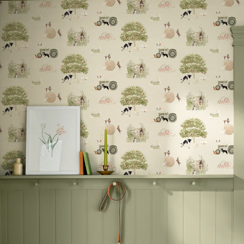 Sophie Allport Vliesbehang Kinderkamer - Farm Friends Hambleton Sage