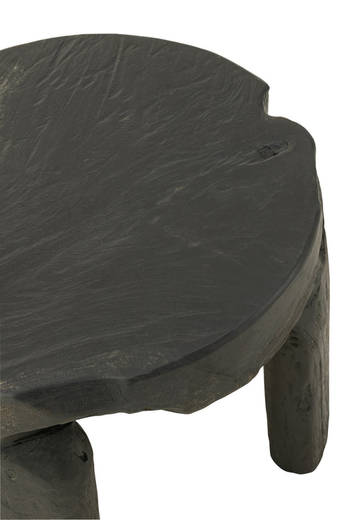 J-Line tafel Rond - hout - zwart - set van 2