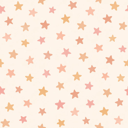 ESTAhome behang sterretjes wit, roze en oranje - 50 x 900 cm - 131708