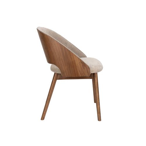 Dutchbone Velore Eetkamerstoel Walnoot/ Beige