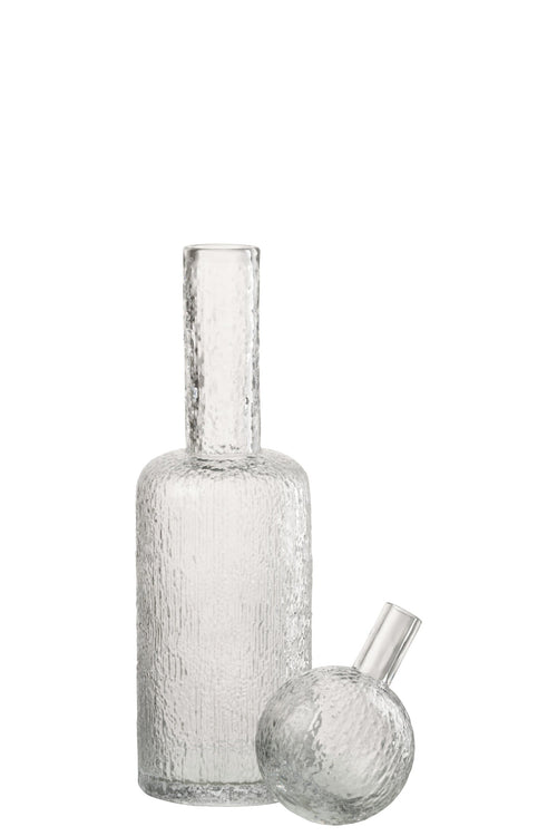 J-Line decoratie Fles Reliëf - glas - transparant - medium