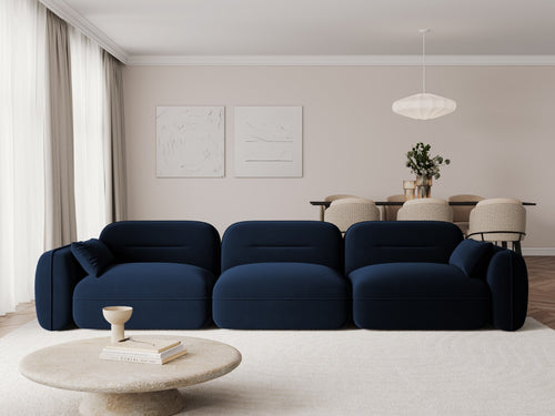 Cosmopolitan Design Modulaire bank Sydney 4-zits, flueel, koningsblauw - 90x320x70cm