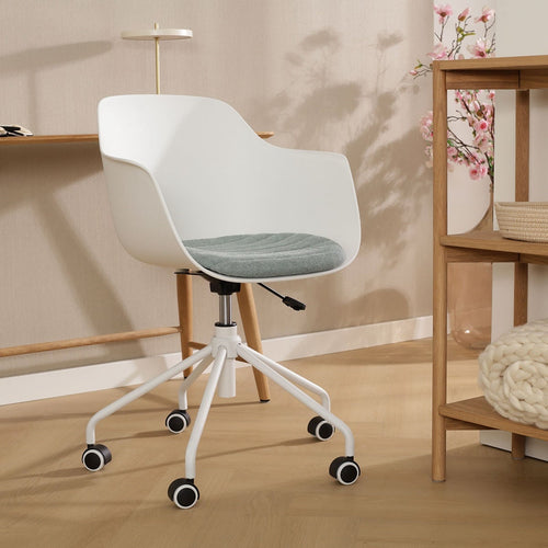 Nolon Nout-Liz Bureaustoel Wit - Zacht Groen Kussen - Wit Onderstel - vtwonen shop