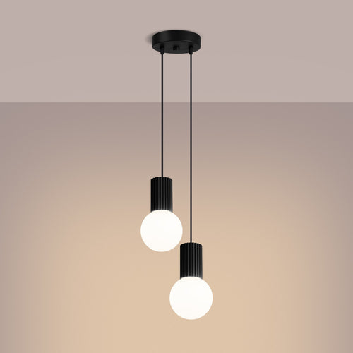 Sollux Lighting Hanglamp HALO 2P zwart - 15x15x120cm
