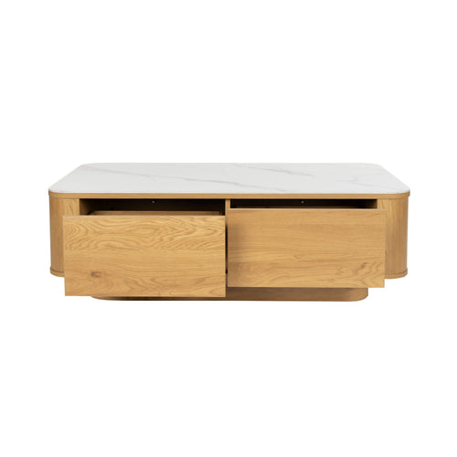 Housecraft Living Almira Salontafel 120x60 cm Hout/ Marmerlook Naturel