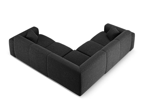 Cosmopolitan Design Symmetrische hoekbank Nolio 5-zits, chenille zwart - 252x252x72cm