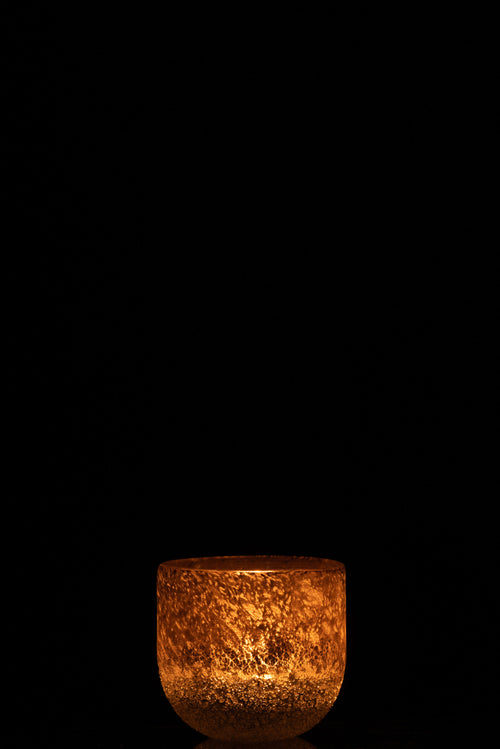 J-Line theelichthouder Scavo - glas - grijs - small