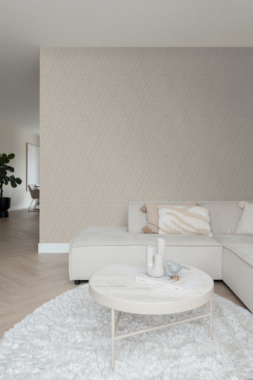 ESTAhome behang grafisch 3D motief taupe - 50 x 900 cm - 139600 - vtwonen shop