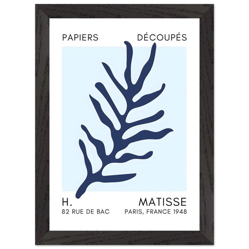 Artfulprints Poster met Lijst Matisse – Ocean flora navy blue I   - A4 21x29.7 cm - Blauw