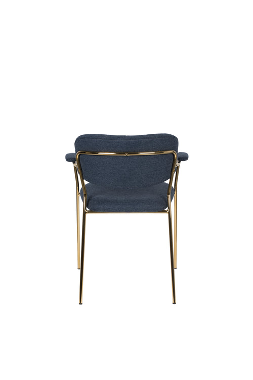 Housecraft Living Jolien Eetkamerstoelen armleuning Goud/Donker Blauw - Set van 2 - vtwonen shop