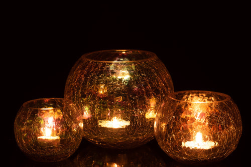 J-Line windlicht Bol Parel Effect - glas - paars - large - vtwonen shop