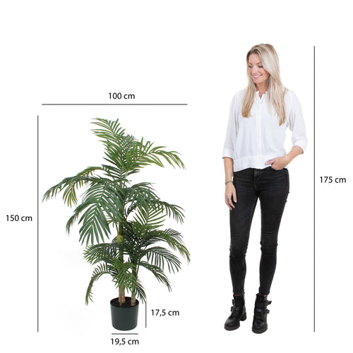 Mica Decorations Areca palm Kunstplant - H150 x Ø100 cm - groen