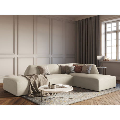 Cosmopolitan Design - Modulaire hoekbank rechts Siena 4-zits, ribfluwelen lichtbeige - 180x273x69cm