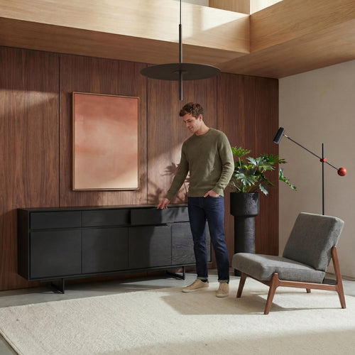 Furnhouse 4-deurs dressoir Tokyo - Zwart - MDF, zwart eikenfineer - 45x205x82