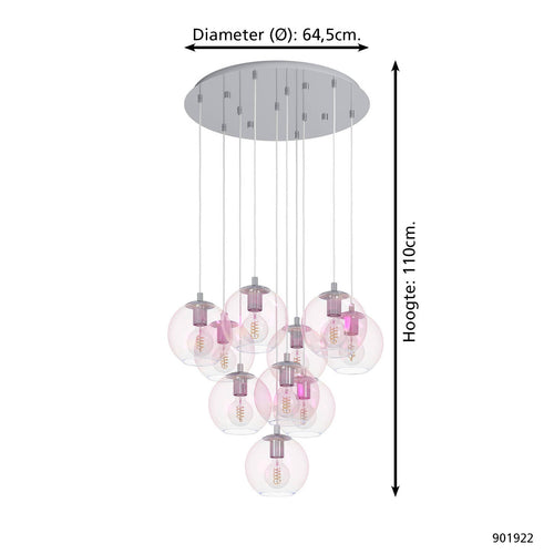 EGLO hanglamp Ariscani 2 - ø 65,5 cm - gekleurd glas - chroom