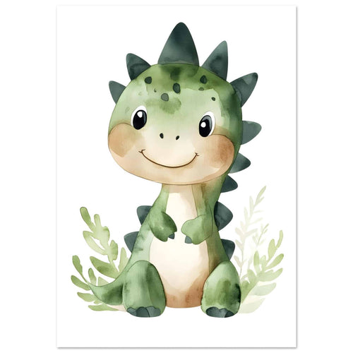 Artfulprints Poster Baby dino   - 50x70 cm - Groen