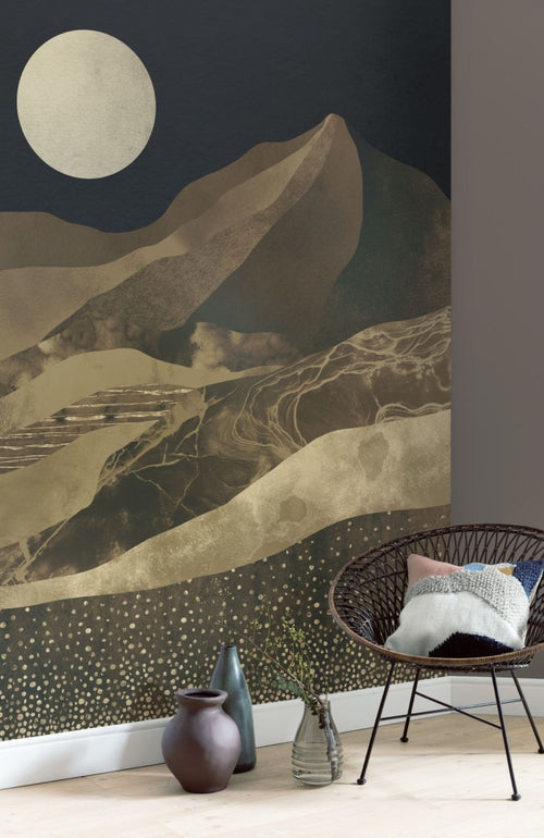 Sanders & Sanders fotobehang landschap bruin en donkerblauw - 200 x 280 cm - 611990