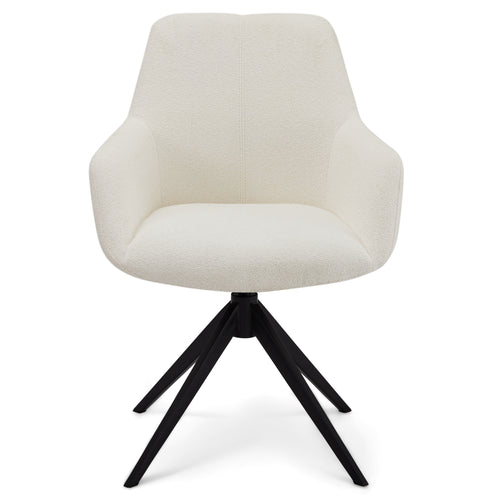 Furnhouse eetkamerstoelen armleuning Helena - Crème wit - Stof (Bouclé) - Set van 2