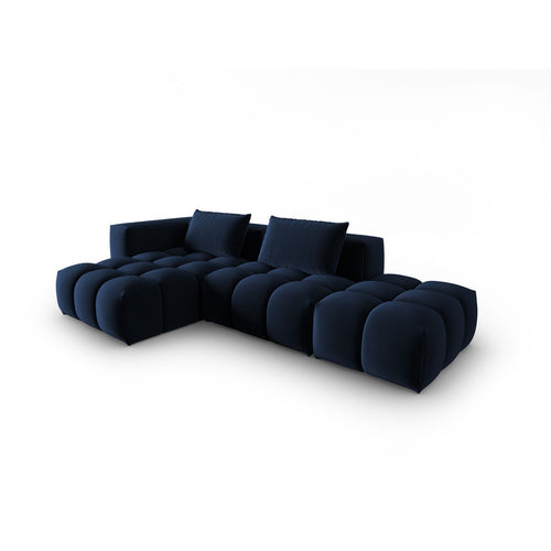 Cosmopolitan Design - Modulaire hoekbank links Verona 4-zits, flueel koningsblauw - 145x265x70cm