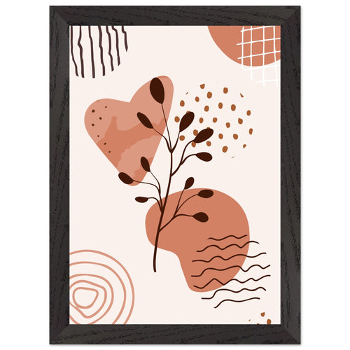 Artfulprints Poster met Lijst Boho – Nature swirl   - A4 21x29.7 cm - Bruin