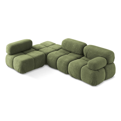 LaMiaSofa hoekbank links Sanremo - chenille stof - groente - 285x190x70