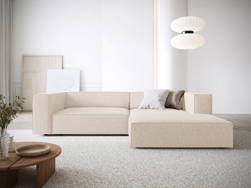 Cosmopolitan Design rechter hoekbank Arendal 3-zits, chenille, lichtbeige - 166x224x70cm