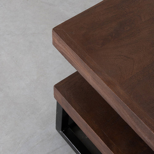 LABEL51 Salontafel Cube - Donkerbruin Mangohout - 80x80x40cm