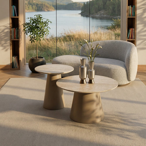 Furnhouse salontafel set Tango - Beige - Ø 45/60 cm