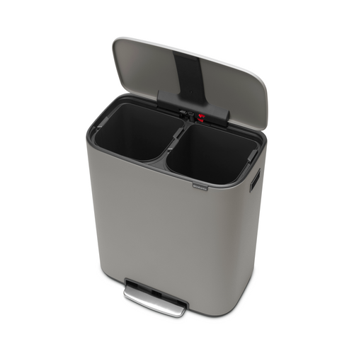 Brabantia Bo Pedaalemmer, met 2 binnenemmers, 2 x 30 liter - Mineral Concrete Grey