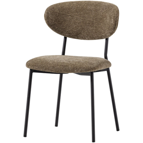 WOOOD eetkamerstoelen Kjeld - Chenille - Bruin - Set van 2