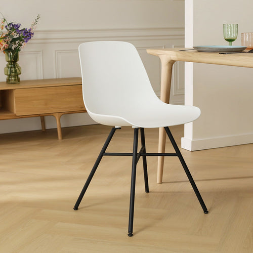 Nolon Noa-Pip Eetkamerstoelen Set van 2 - Wit - Zwarte Poten - vtwonen shop