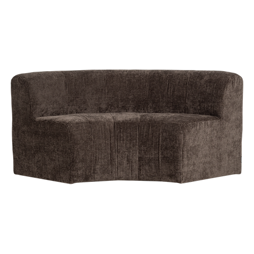 WOOOD eetbank halfronde hoek rugleuning Mojo Base - Rib - Bruin - 83x152x76