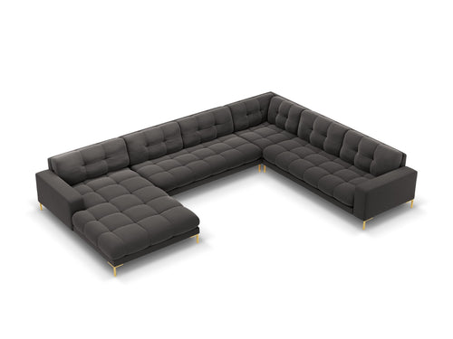 Cosmopolitan Design Panoramische hoekbank rechts Bali 7-zits, flueel, donkergrijs - 256x327x75cm