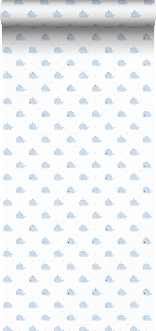 Sanders & Sanders behang walvissen blauw en wit - 53 cm x 10 m - 640563
