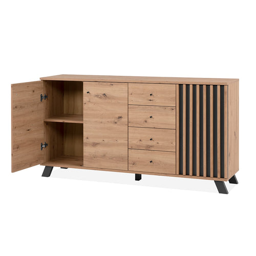 CALICOSY - Buffet 3 deuren en 4 laden LUBLIN - Eikenhouten - 40x160x85 cm