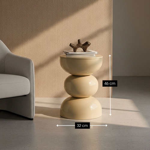 Mica Decorations Luna Bijzettafel - Bijzettafel Rond H46 x Ø32 cm - IJzeren Tafeltje voor Slaapkamer of Woonkamer - Nachtkastje of Plantentafeltje -