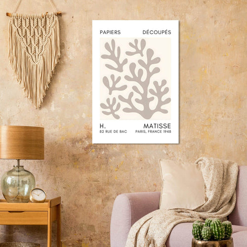 Artfulprints Poster Matisse – Coral shadows grey   - 70x100 cm - Grijs