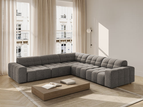 Cosmopolitan Design Symmetrische hoekbank CHICAGO 4-zits, chenille grijs - 285x285x78cm
