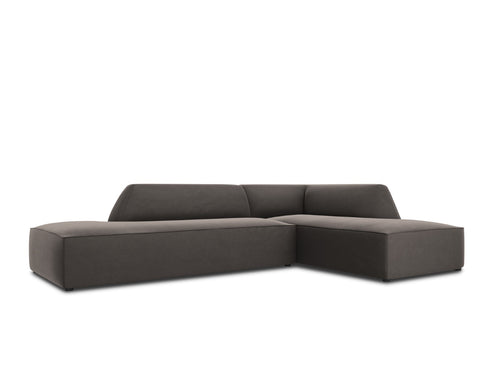 Micadoni rechter hoekbank Ruby 4-zits, flueel, donkergrijs - 180x273x69cm