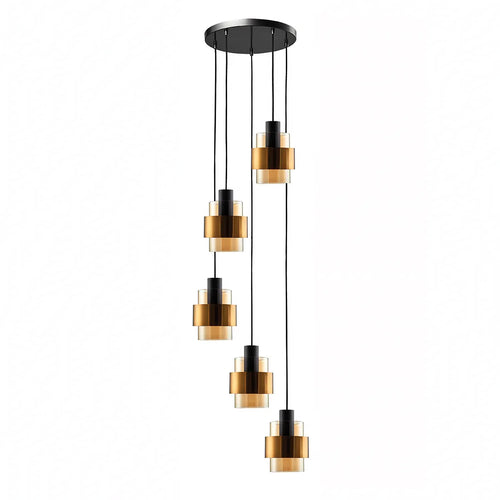 Freelight hanglamp Chiasso - 5 lichts - 40  x 320   cm - zwart goud - vtwonen shop