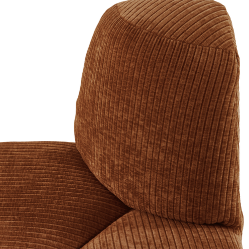 WOOOD eetbank hoek rond rugleuning Mojo - Ribstof - Roestbruin - 83x100x74