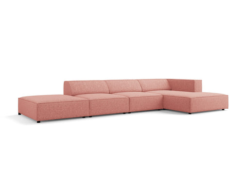 Cosmopolitan Design rechter hoekbank Arendal 5-zits, chenille, roze - 166x341x70cm